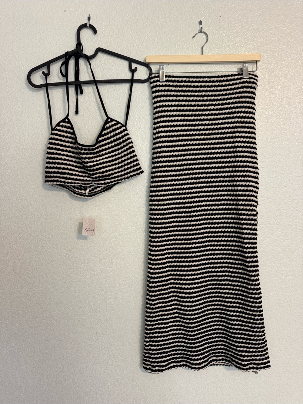 Free People Black and White Striped Knit Maxi Skirt